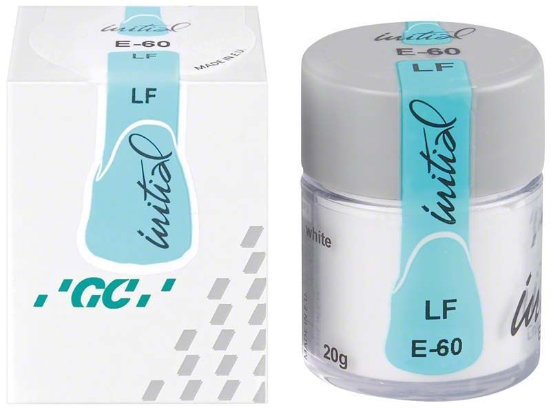GC Initial LF Enamel E-60 in Originalverpackung mit grauem Deckel.