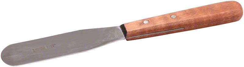 Alginatspatel mit flexiblem Metallblatt und Holzgriff.
