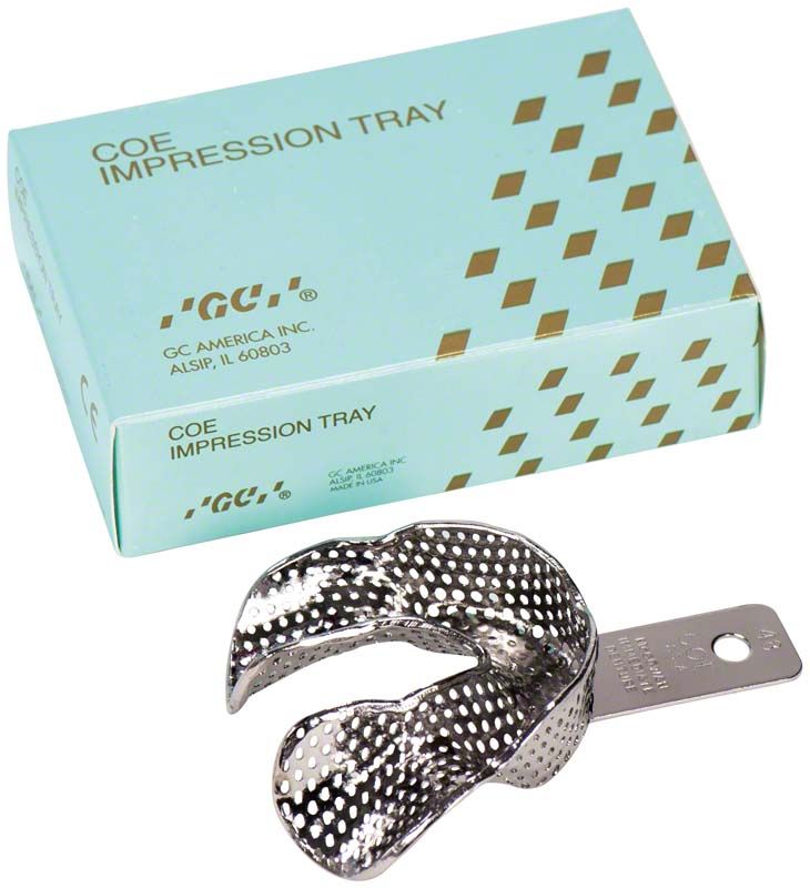 Metallischer Abdrucklöffel COE® McGowan #48 mit Verpackung.