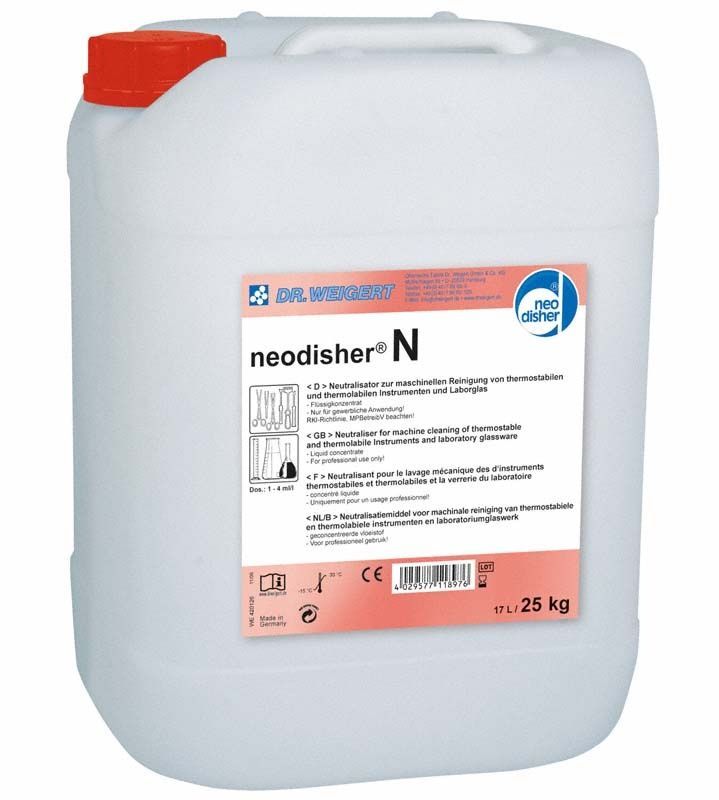 Plastikkanister mit neodisher® N Neutralisationsmittel, 25 kg.