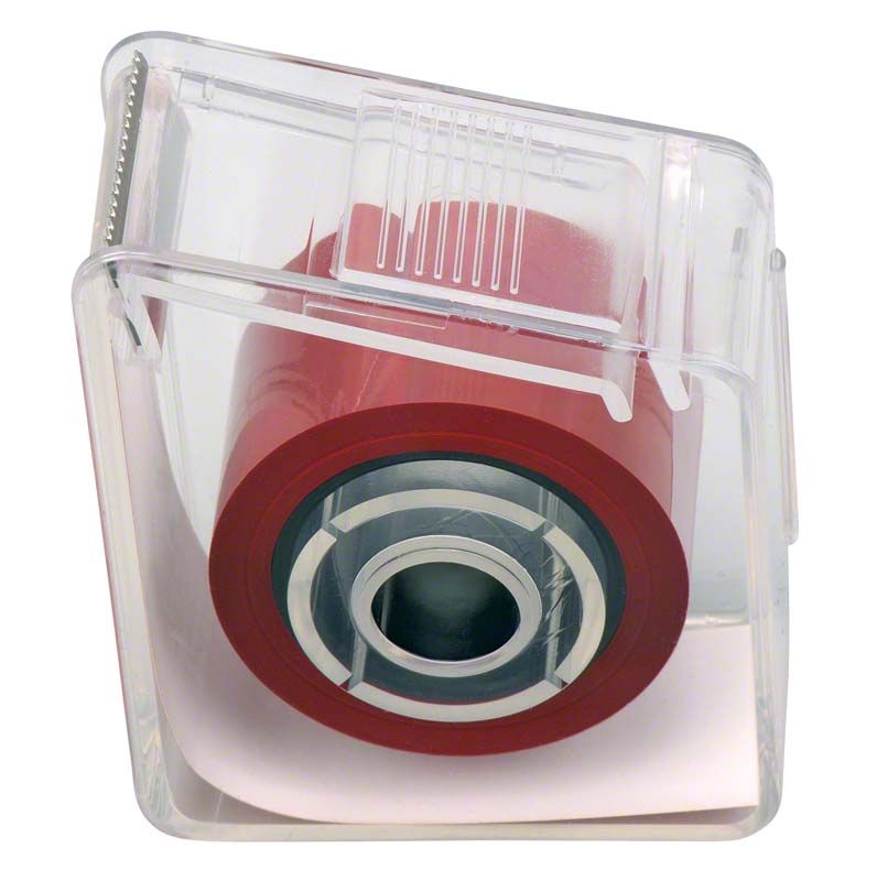 Arti-Fol® Occlusionsprüffolie in transparentem Spender, Nahaufnahme der Rolle.