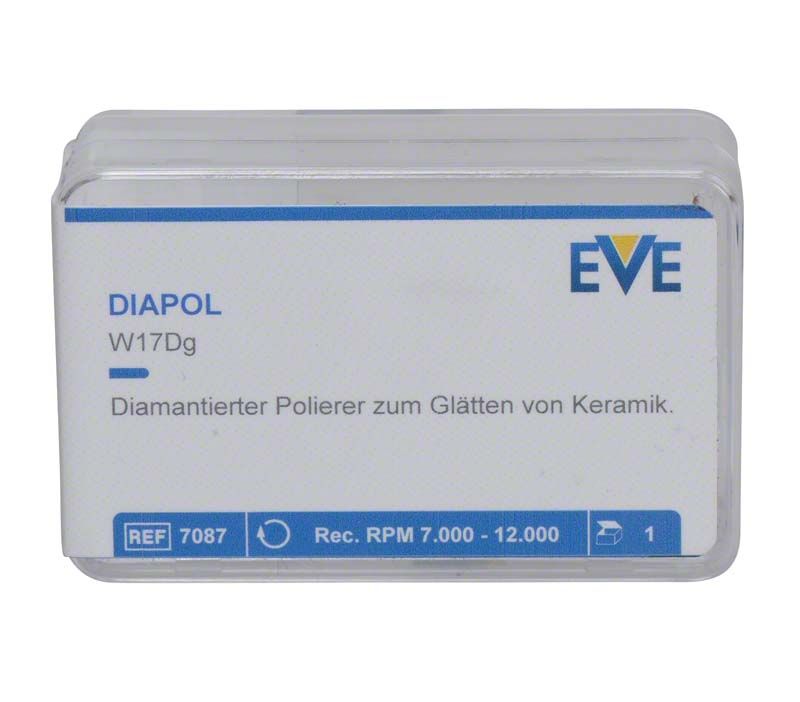 Transparente Verpackung des EVE Diapol Winkelstücks mit Produktinformationen.