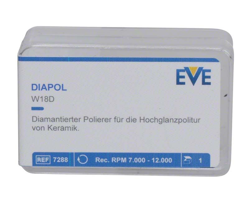 Verpackung des EVE Diapol Winkelstücks, fein, W18D für Hochglanzpolitur.