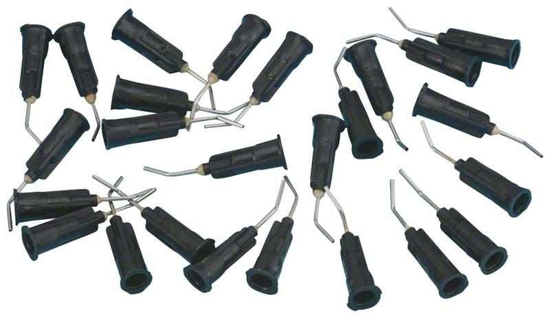 Hochpräzise schwarze Applikationskanülen 20G mit gewinkelter Metallkanüle.