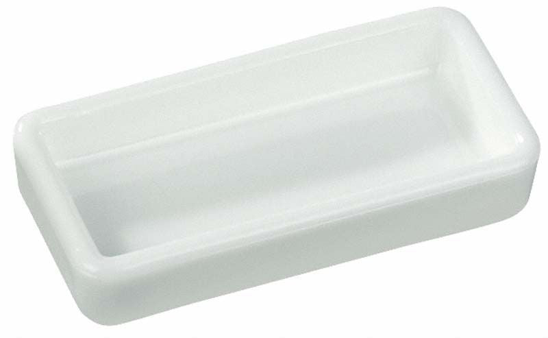 Normenschale aus Opalglas zur Aufbewahrung von Dentalbohrern.