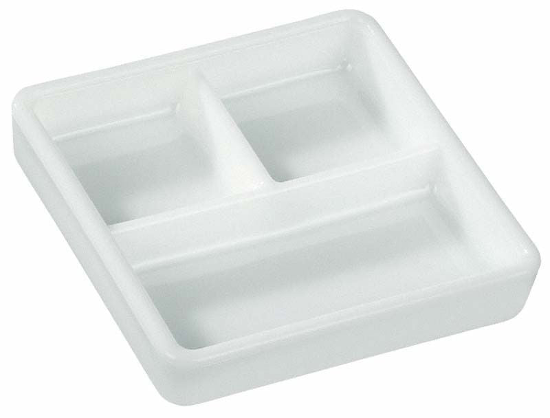 Opalglas Normenschale für Dentalbohrer und Wattepellets, 1/2 Normgröße.