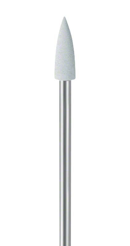Weißer Dentalpolierer auf Metallstab für Zahnbehandlungen.