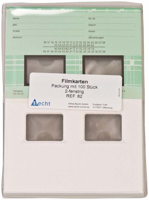 Filmkarten-Packung mit 100 Stück, 2-fenstrig, von Becht.