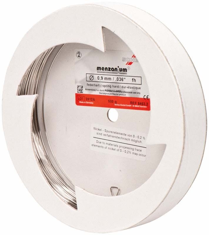 MENZANIUM® Spulendraht federhart 0,9mm, 500g, auf weißer Spule.