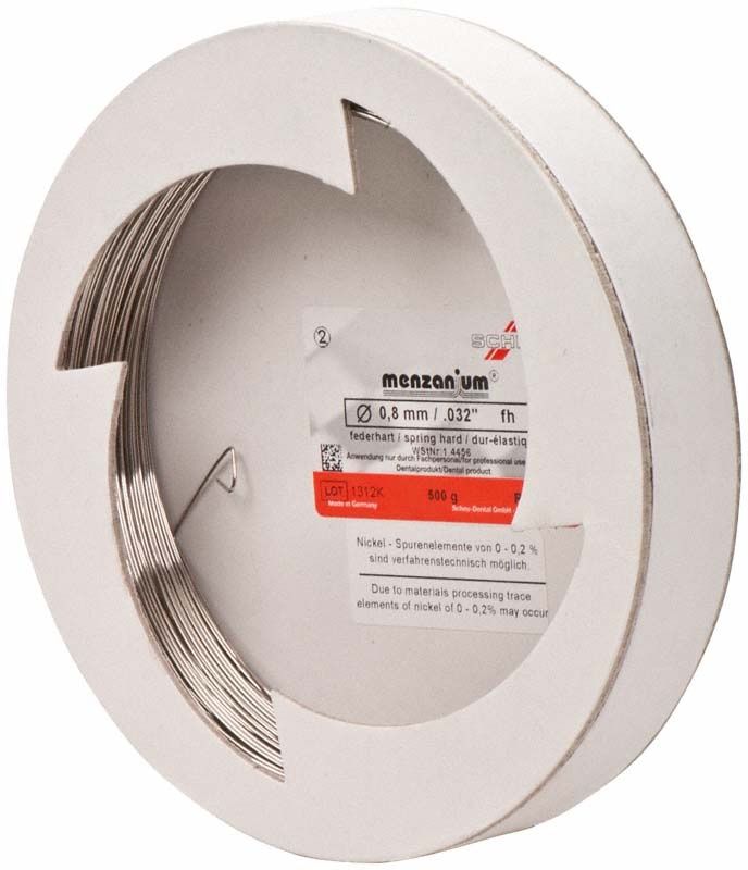 MENZANIUM® Spulendraht federhart 0,8mm, 500g in weißer Spule.