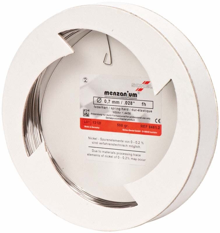 MENZANIUM® Spulendraht federhart, 0,7mm, 500g Rolle mit Etikett.