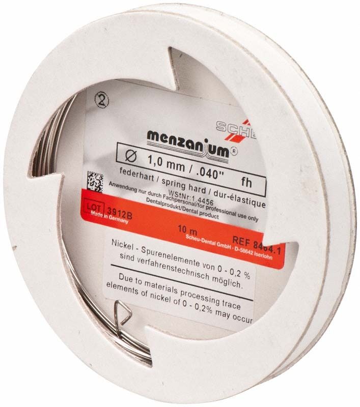 MENZANIUM® Spulendraht federhart 1,0mm x 10m in weißer Verpackung.