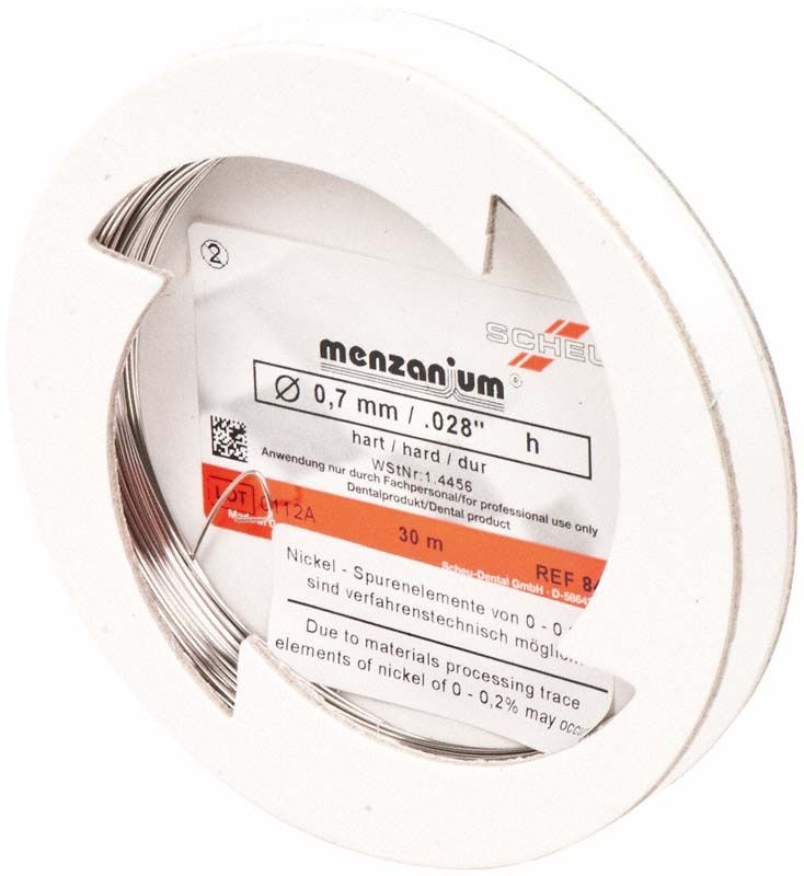 MENZANIUM® Spulendraht hart, 0,7mm x 30m, auf weißer Spule.