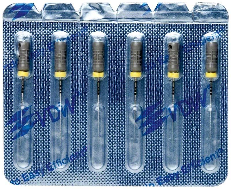 Sterile VDW Hedström Feilen mit Silikon-Stoppern in Blisterverpackung.