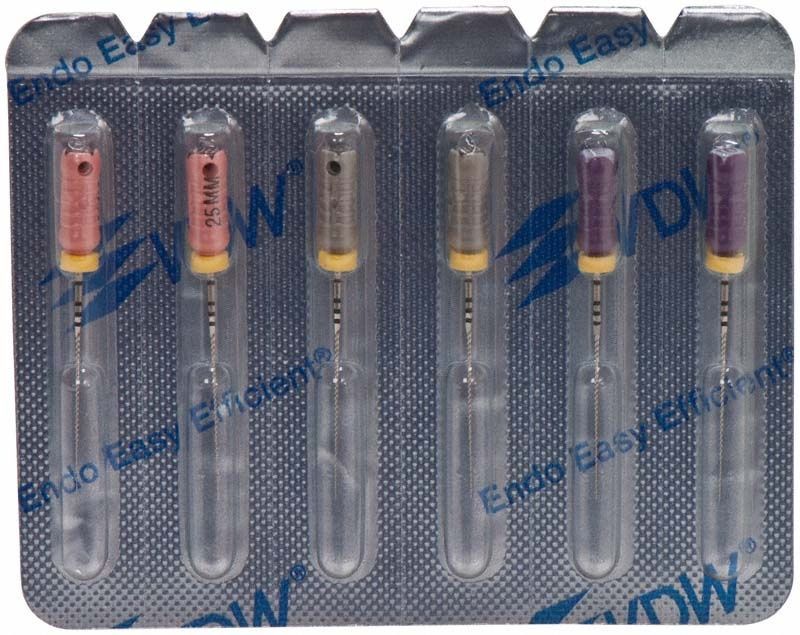 K-Feilen 25mm Gr. 006-010 in Blisterverpackung mit Farbmarkierungen.