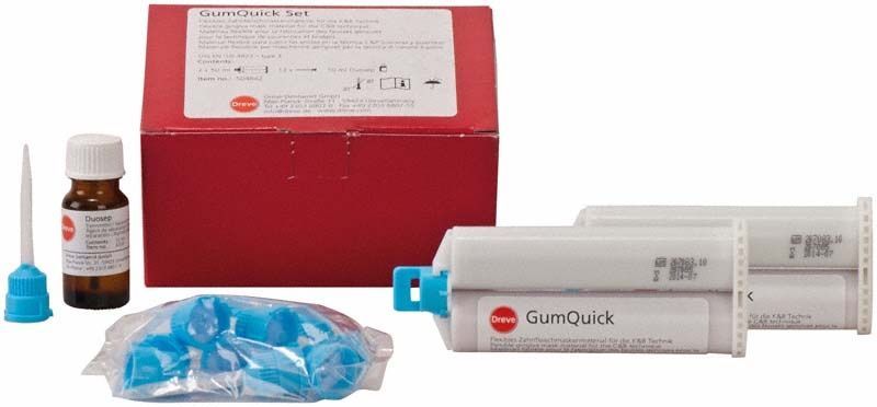 Hochwertiges A-Silikon GumQuick Set mit Zubehör für Zahnfleischmasken.