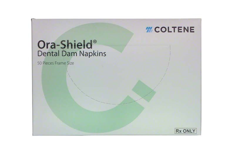 Verpackung der Ora Shield Dental Dam Napkins von Coltene.