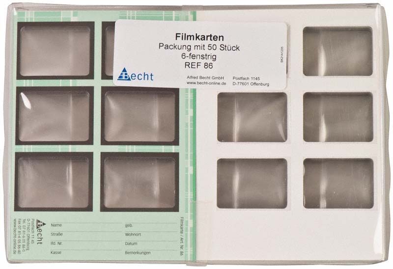 Hochwertige grüne Filmkarten mit Celophantaschen für Röntgenfilme.