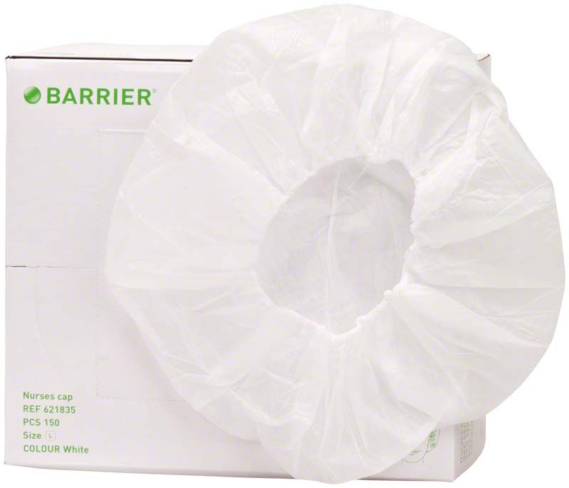 OP-Haube Barrier® Annie Weiß in Barettform vor Verpackung
