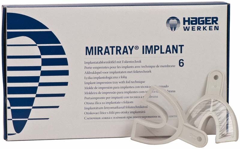 Miratray® Implantatabformlöffel mit Verpackung und innovativer Folientechnik.