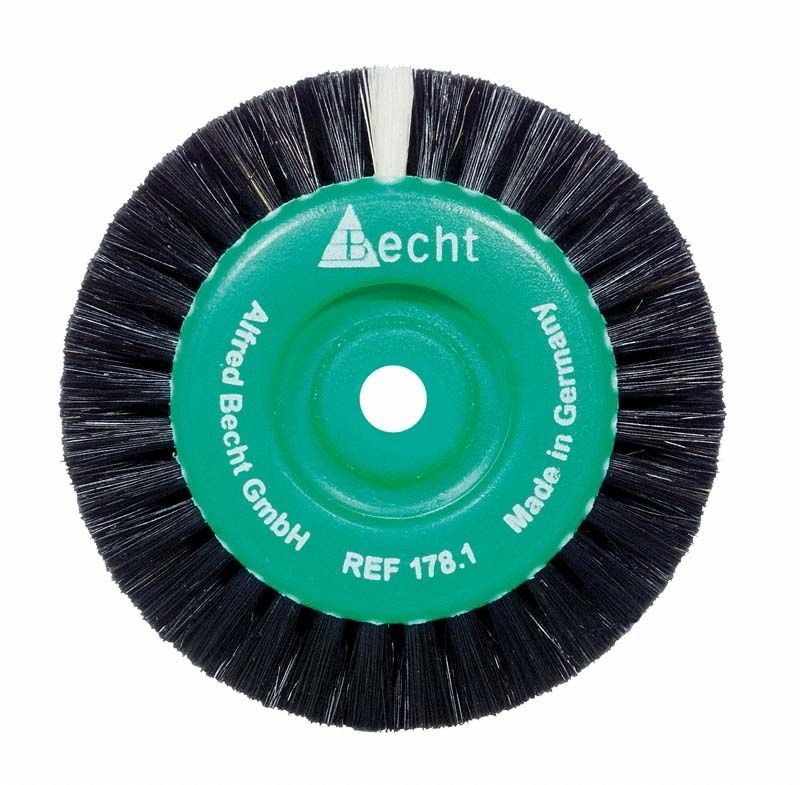 Spezialrundbürste 2-reihig von Alfred Becht mit grünem Plastik-Körper.