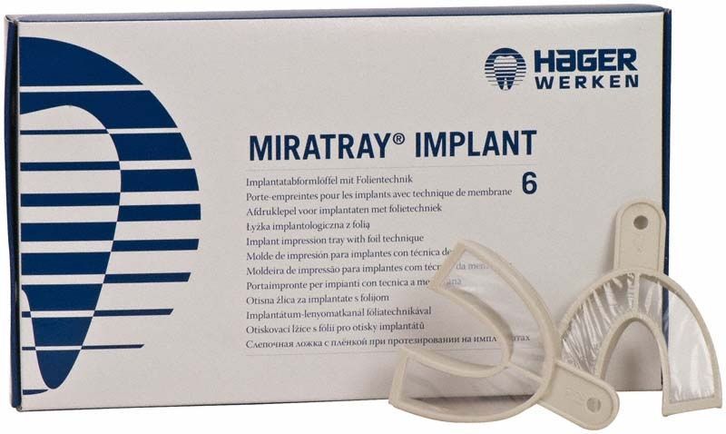 Miratray® Implantatabformlöffel mit Folientechnik und Verpackung von Hager & Werken.