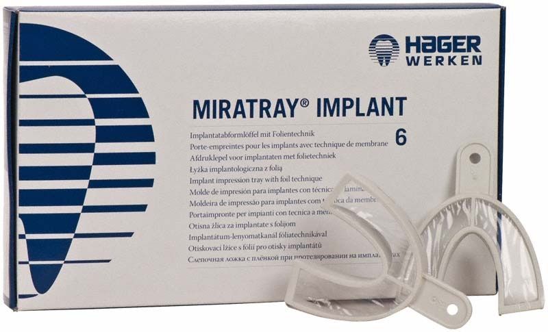 Miratray® Implantatabformlöffel mit Verpackung und innovativer Folientechnik.