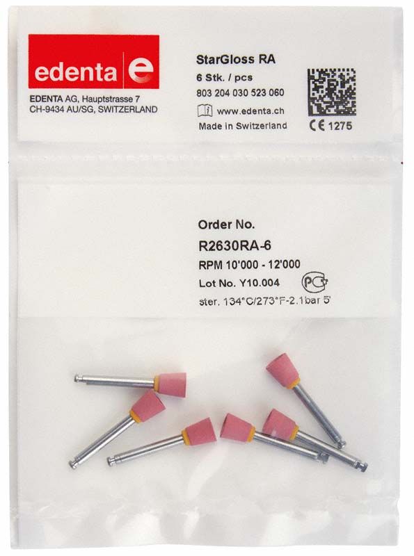 StarGloss rosa 6er Kelch Keramikpolierer in Verpackung.