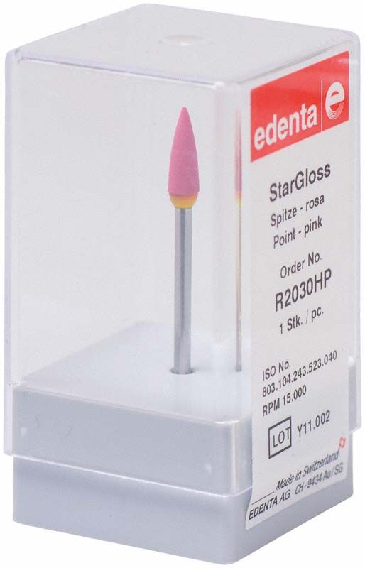 StarGloss rosa Schleifkörper mit Lamellen in transparenter Verpackung.