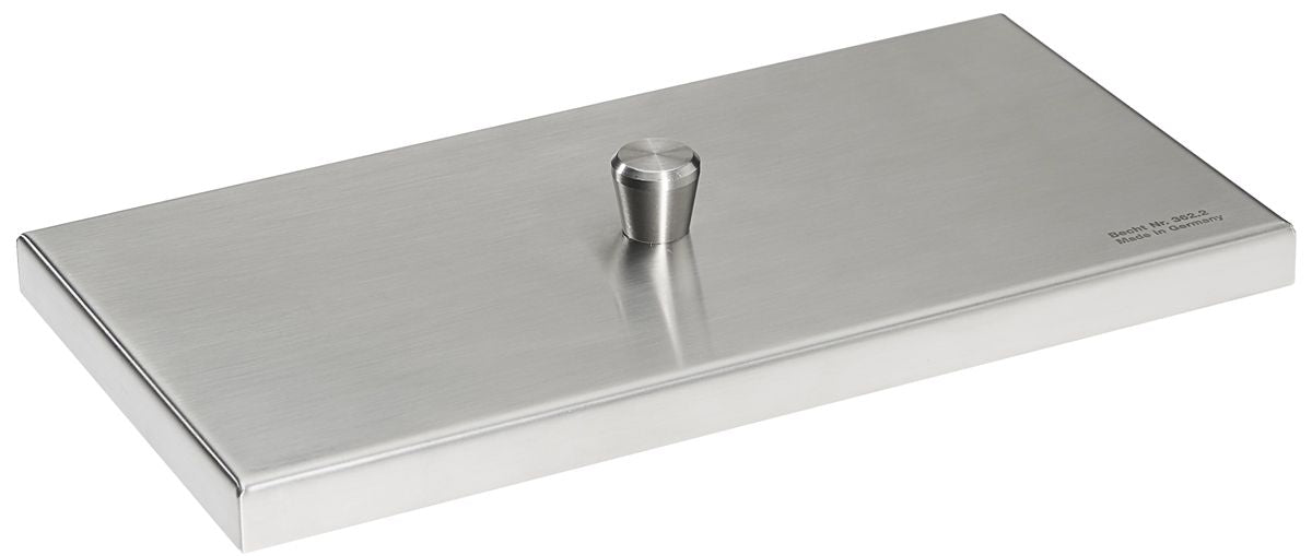 Metalldeckel mit Knopf aus Edelstahl, ohne Dichtung und Gegenglasplatte.