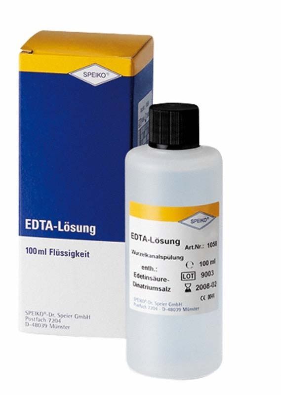 EDTA-Lösung Flasche 100ml von Speiko mit blauer Verpackung.
