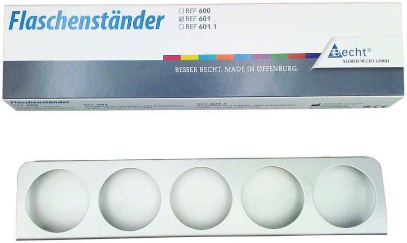 Flaschenständer Metall für 5 Dappen-/Kappengläser mit Verpackung.