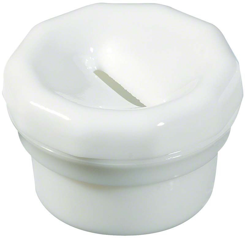 Weißer Bohrerreinigungsbehälter mit Schlitzlochdeckel für Dentalinstrumente.