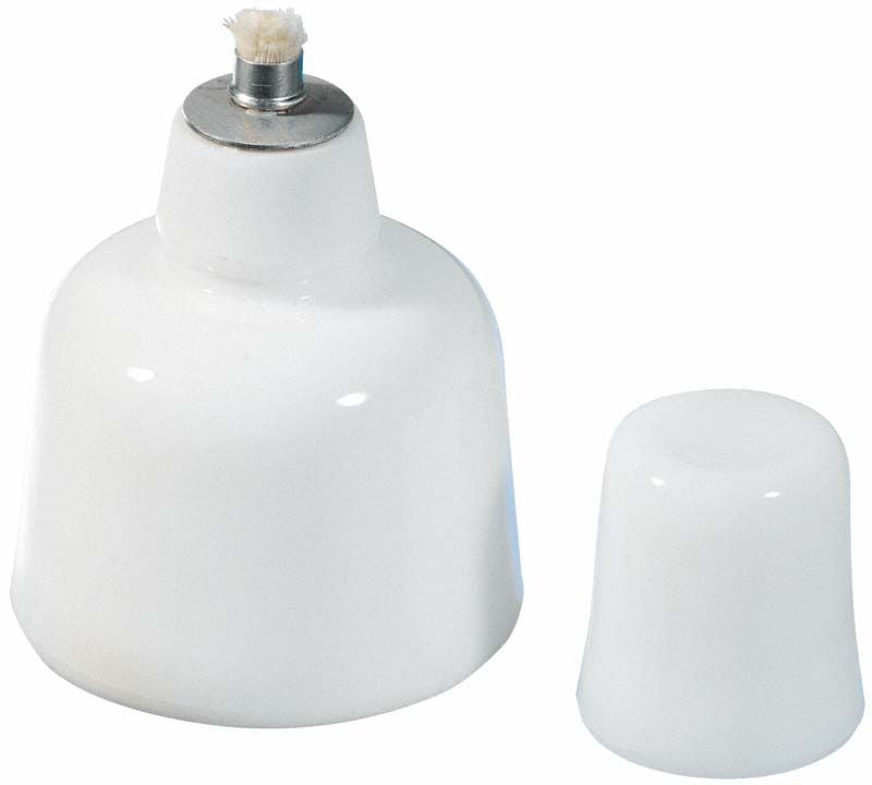 Spirituslampe aus Opalglas, 75ml Fassungsvermögen, mit Kappe und Docht.