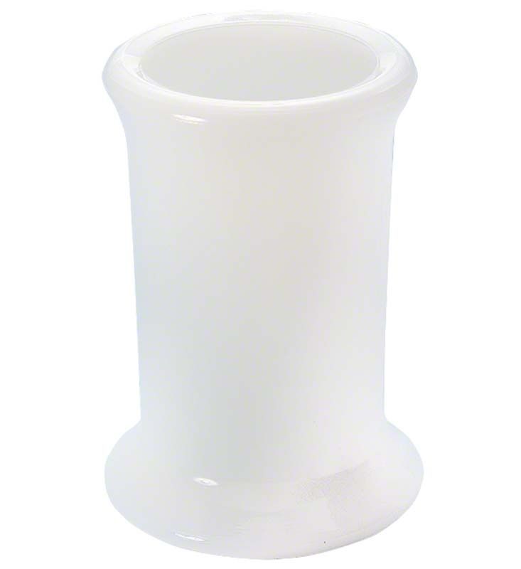 Desinfektionsglas aus weißem Glas mit verstärktem Rand.