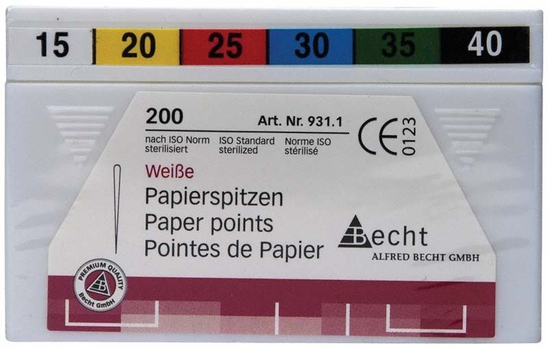 Weiße Papierspitzen sortiert in Größen 15 bis 40, 200 Stück.