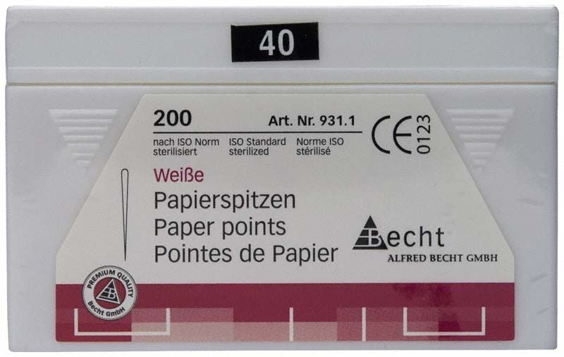 Weiße Papierspitzen Gr. 40 in Verpackung mit 200 Stück.