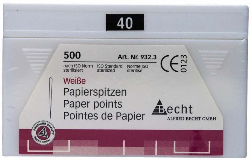 Weiße Papierspitzen Gr. 40, 500 Stück, Verpackung mit ISO-Normen.