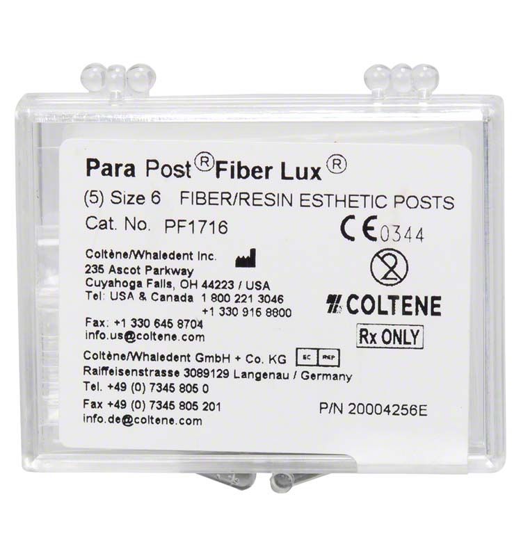 ParaPost® Fiber Lux Wurzelstifte Gr. 6 in transparenter Verpackung.