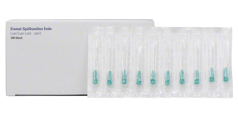 Einmal-Spülkanülen Endo 25G in steriler Verpackung, 100 Stück.