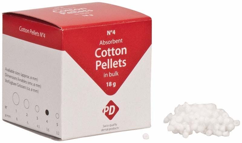 Packung PD Wattekügelchen Gr. 4 mit sichtbaren Wattepellets.