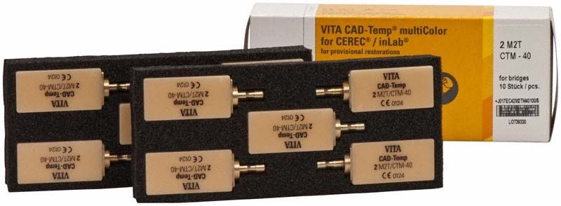VITA CAD-Temp multiColor Blöcke in Verpackung für dentale Provisorien.