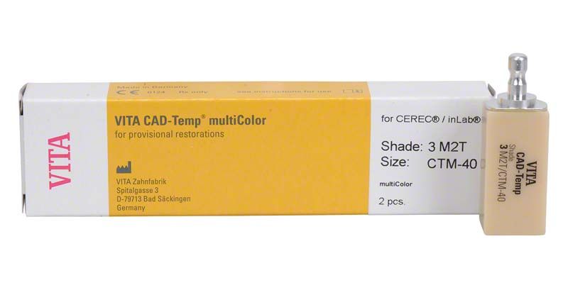 VITA CAD-Temp® multiColor Block für Langzeitprovisorien, 3M2T, mit Verpackung.