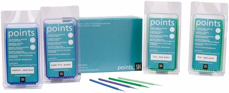 Sortiment von Points Applikatoren in verschiedenen Farben und Größen.