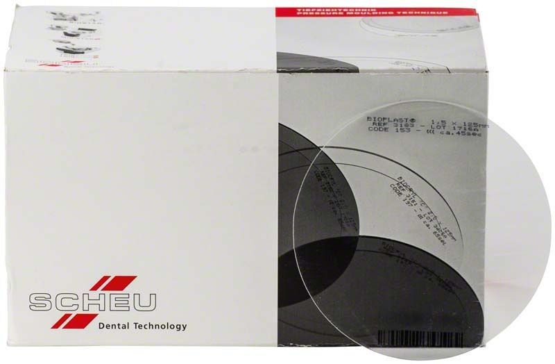 Verpackung der BIOPLAST® 100er 1,5mm Tiefziehfolien für Dentalanwendungen.