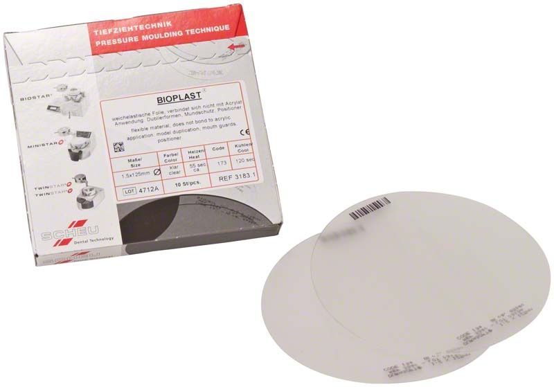 Weichelastische Tiefziehfolien BIOPLAST® 10er 1,5mm mit Verpackung.