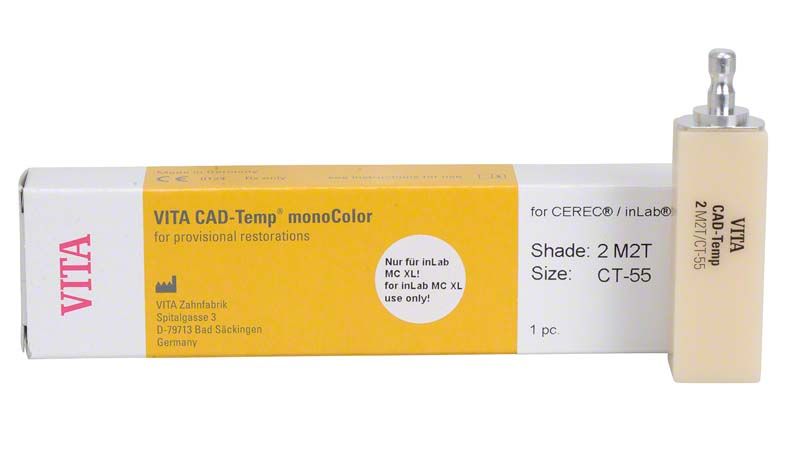 VITA CAD-Temp monoColor Block für CEREC inLab, Farbton 2M2T, Verpackung.