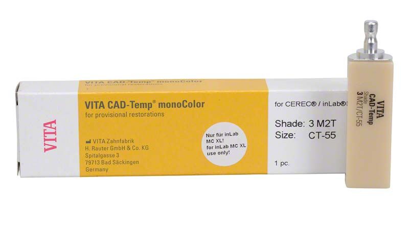 VITA CAD-Temp® monoColor Block für Langzeitprovisorien mit Verpackung.