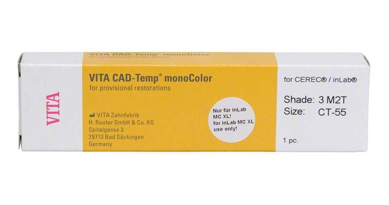Verpackung des VITA CAD-Temp® monoColor Blocks, Shade 3M2T, Größe CT-55.
