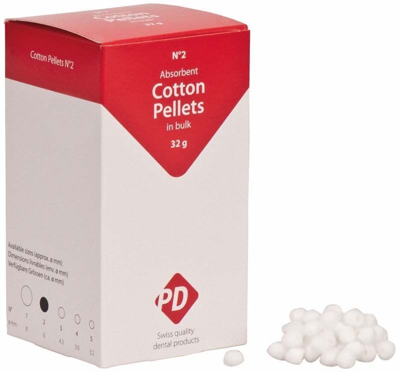 Absorbierende Wattekügelchen PD Gr. 2, 32g Packung mit Pellets.